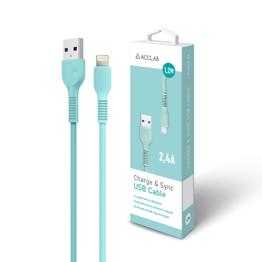Внешний вид Кабель ACCLAB USB to Lightning 1.2м Mint (1283126518195)