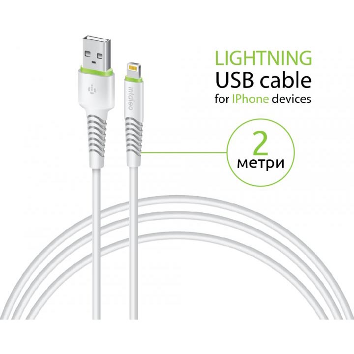 Фото 2 Кабель INTALEO USB to Lightning 2 м White (1283126521416)