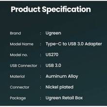 Адаптер UGREEN US270 OTG Type-C 3.1 M - USB 3.0 F Gray (UGR-50283)