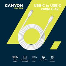 Кабель CANYON C-12 Type-C - Type-C 2м White (CNS-USBC12W)