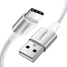 Кабель Ugreen US288 USB 2.0 to USB Type-C Cable Nickel Plating Aluminum Braid 3A 1.5 м White (60132)