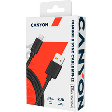 Кабель CANYON MFI-12 Lightning - USB 2m Black (CNS-MFIC12B)