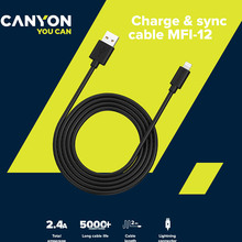 Кабель CANYON MFI-12 Lightning - USB 2m Black (CNS-MFIC12B)