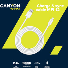 Кабель CANYON MFI-12 Lightning - USB 2m White (CNS-MFIC12W)