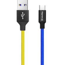 Кабель COLORWAY USB-Type-C (National) 2.4А 1 м Blue/Yelow (CW-CBUC052-BLY)