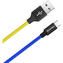 Кабель COLORWAY USB-Type-C (National) 2.4А 1 м Blue/Yelow (CW-CBUC052-BLY)