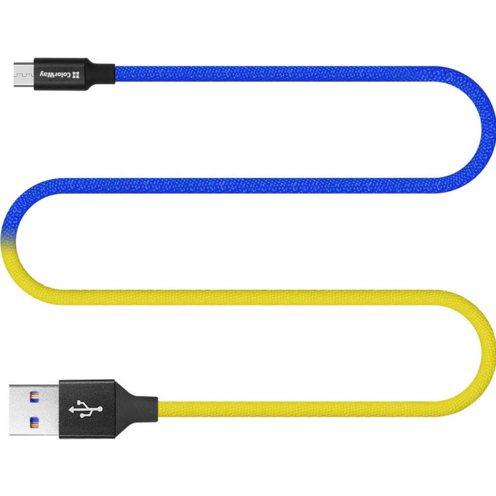 Кабель COLORWAY USB - Micro-USB (National) 2.4А 1 м Blue/Yelow (CW-CBUM052-BLY) Кабель COLORWAY USB - Micro-USB (National) 2.4А 1 м Blue/Yelow (CW-CBUM052-BLY)