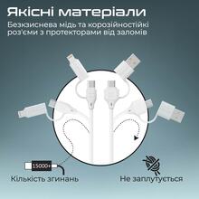 Кабель PROMATE USB-Lightning/microUSB/Type-C White (quadcord-pd60.white)