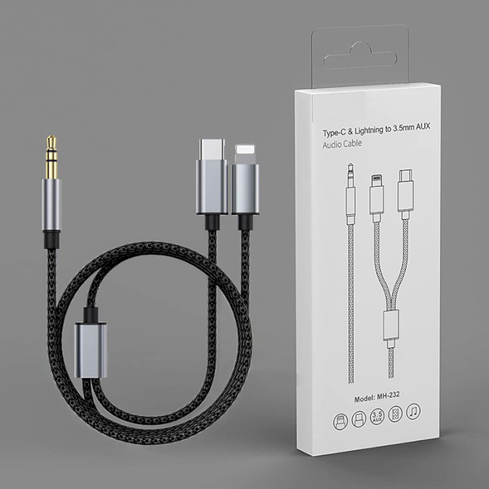 Кабель XOKO MH-232 AUX 3.5 мм - Type C - Lightning (XK-MH-232) Тип AUX 3.5 мм - USB Type-C/Lightning