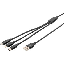 Кабель DIGITUS 3-in-1 Charger Cable 1 м Black (AK-300160-010-S)