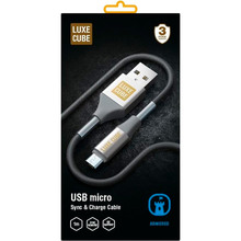 Кабель LUXE CUBE Armored USB - micro-USB 1 м Grey (8886668686105)