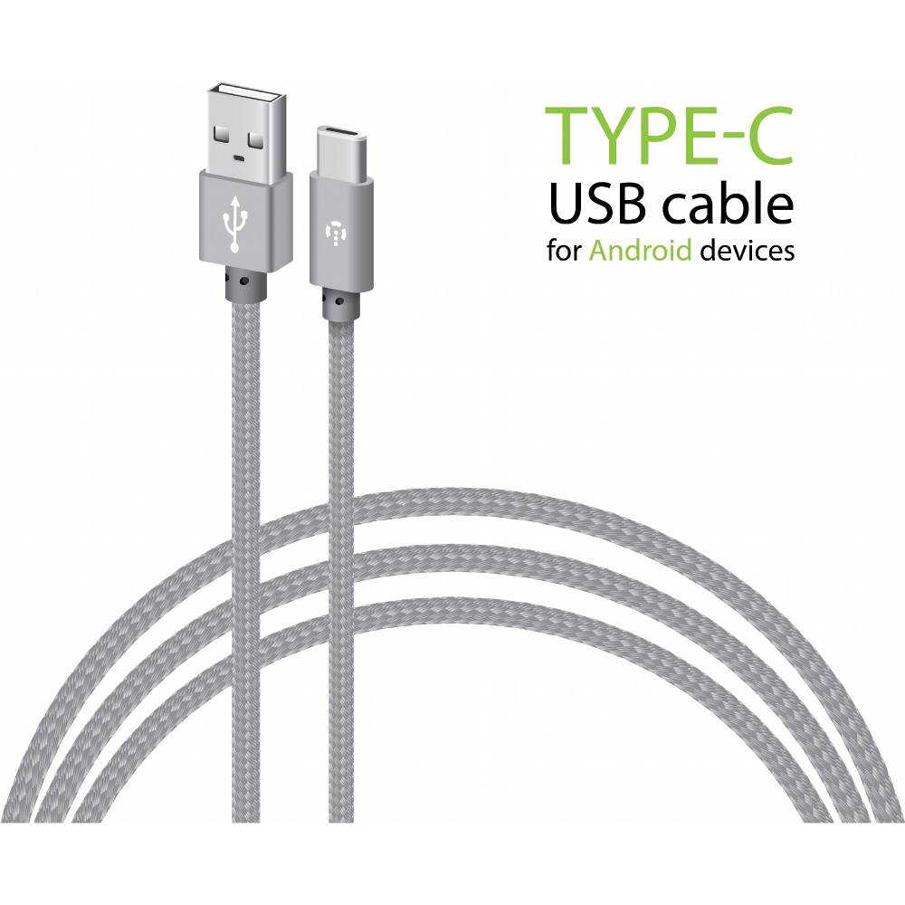 Кабель INTALEO USB-USB Type-C CBGNYT2 2м Grey (1283126489143) Подсветка False