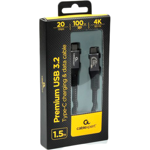 Кабель CABLEXPERT USB Type-C - USB Type-C 100W (20V5A) 1,5 м (CCBP-USB3-CMCM100-1.5M) Тип USB Type-С - USB Type-С