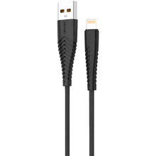 Кабель DENMEN D19L Silicone USB - Lightning 2.4A 1 м Black (DM-D19L-BK)