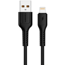 Кабель DENMEN D42L Silicone USB - Lightning 2.4A 1 м Black (DM-D42L-BK)