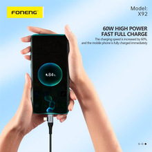 Кабель FONENG X92 4-in-1 (60W) USB/USB-C - USB-C/Lightning 1м Black (X92-CA-FIO)