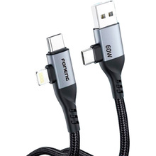 Кабель FONENG X92 4-in-1 (60W) USB/USB-C - USB-C/Lightning 1м Black (X92-CA-FIO)