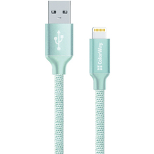 Комплект кабелів COLORWAY USB-Lightning 1м Black + USB-Lightning 1м Mint (CW-CBUL045-BK/CBUL004-MT)