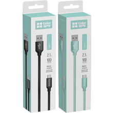Комплект кабелей COLORWAY USB-USB-C 1м Black + USB-USB-C 1м Mint (CW-CBUC003-BK/CBUC003-MT)