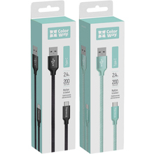 Комплект кабелів COLORWAY USB-USB-C 2м Black + USB-USB-C 2м Mint (CW-CBUC008-BK/CBUC008-MT)