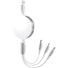 Кабель PROOVE Triple Sync 3 in1 Type-C + Micro USB + Lightning 1.2m White (55771)