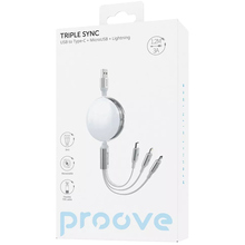 Кабель PROOVE Triple Sync 3 in1 Type-C + Micro USB + Lightning 1.2m White (55771)