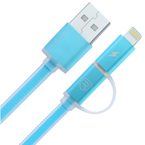 Кабель AURORA USB Cable 2in1 синий Тип USB - micro-USB/Lightning