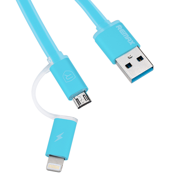 Кабель AURORA USB Cable 2in1 синий Длина 1