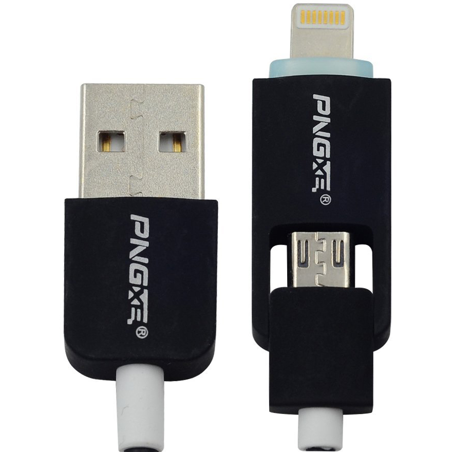 Кабель PNGXE USB Cable 2in1 Black Тип USB - micro-USB/Lightning