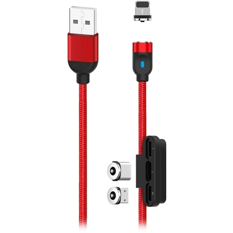 Кабель XO NB128 3-в-1 USB Type-A для Lightning USB Type-C micro-USB 1 м Red (XO-NB128-RD)