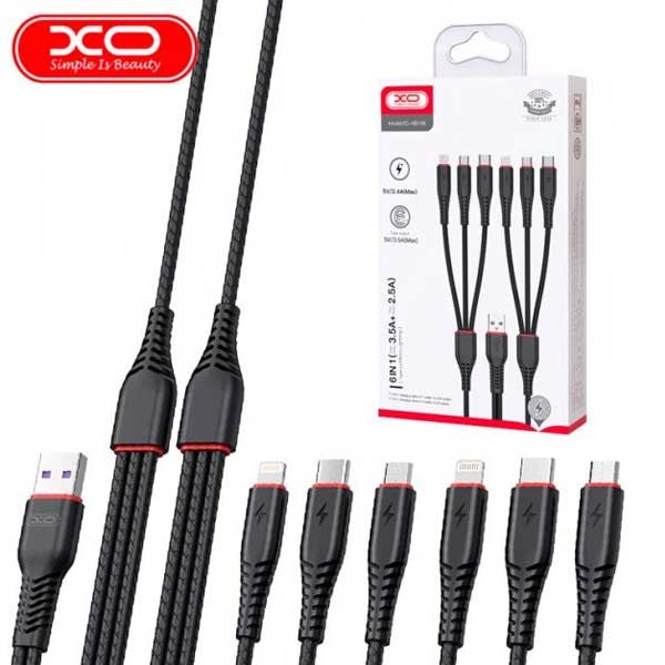 Кабель XO 6-in-1 USB A - Lighting/micro-USB/USB Type-C (NB196) Довжина 1.2