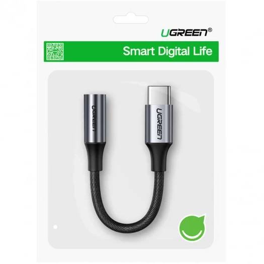 Перехідник UGREEN UGREEN AV161 USB Type-C для 3.5mm Aluminum Shell 10cm Space Gray 80154 (90402018) Тип USB Type-С - аудіо 3.5 мм