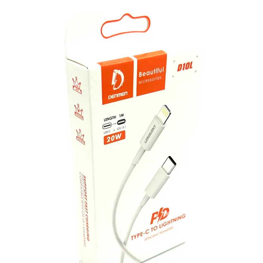 Кабель DENMEN D10L Type-C/Lightning PD 18W 1м белый (DM-D10L-WH) Тип USB Type-С - Lightning