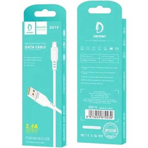 Кабель DENMEN D01V MicroUSB White 1м White (DM-D01V-WH) Длина 1