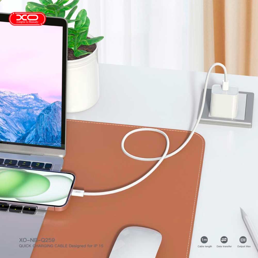 Фото 4 Кабель XO USB Type-C-Type-C NB-Q259 60W White (XO-NB-Q259-WH)