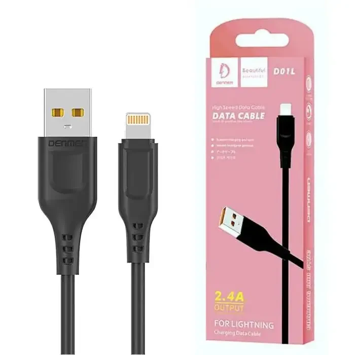 Кабель DENMEN D01L Silicone Lightning 1м Black (DM-D01L-BK) Тип USB - Lightning