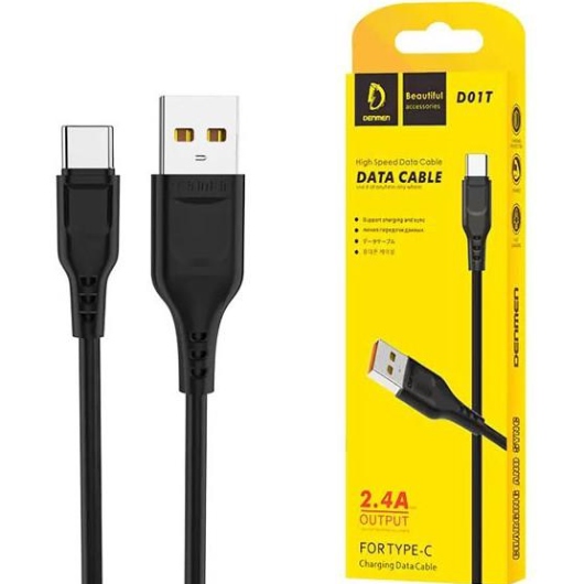 Кабель DENMEN D01T Silicone USB Type-C 1 м Black (DM-D01T-BK) Довжина 1