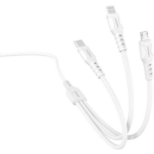 Кабель DENMEN D05E 3-В-1 Lightning/Micro USB/Type-C 1 м White (DM-D05E-WH) Длина 1