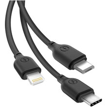 Кабель XO 3in1 micro/type-C/lightning NB103 2.1A/1m Black (NB103-3in1-1-BK)