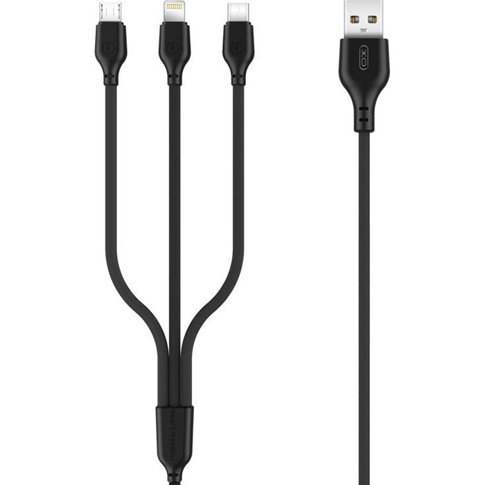 Кабель XO 3in1 micro/type-C/lightning NB103 2.1A/1m Black (NB103-3in1-1-BK)