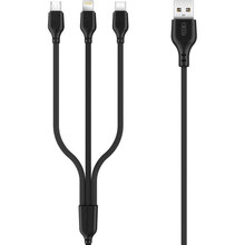 Кабель XO 3in1 micro/type-C/lightning NB103 2.1A/1m Black (NB103-3in1-1-BK)