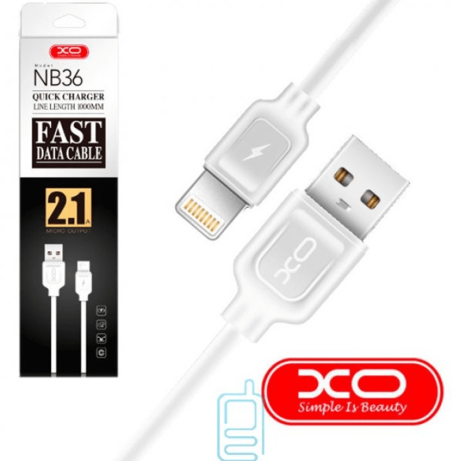 Кабель XO lightning NB36 2.1A/1m White (NB36-L-1-WH) Тип USB - Lightning