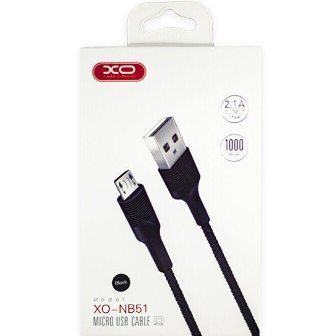 Кабель XO microUSB NB51 2.1A/1m Black (NB51-M-1-BK) Підсвітка False