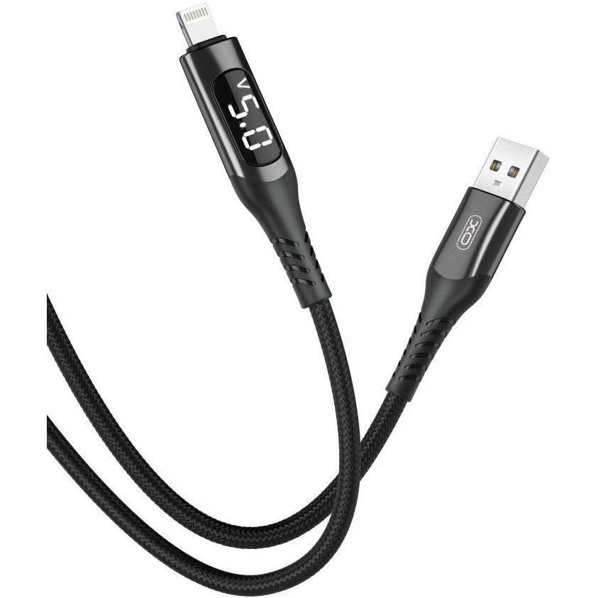 Кабель XO NB162 USB-Lightning LED 2.4A 1m Black (NB162-L-1-BK)