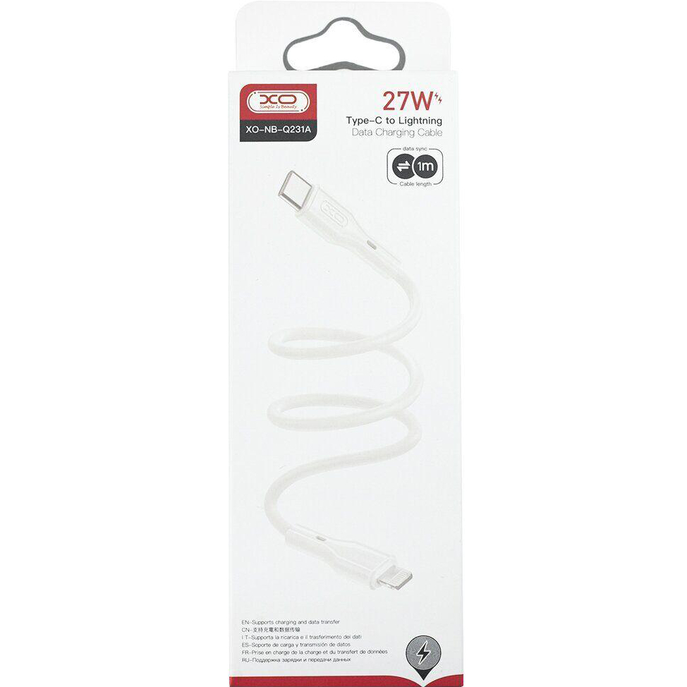 Кабель XO PD Type-C to Lightning NBQ231A 27W 1m White (NBQ231A-TC-1-WH) Тип USB Type-С - Lightning