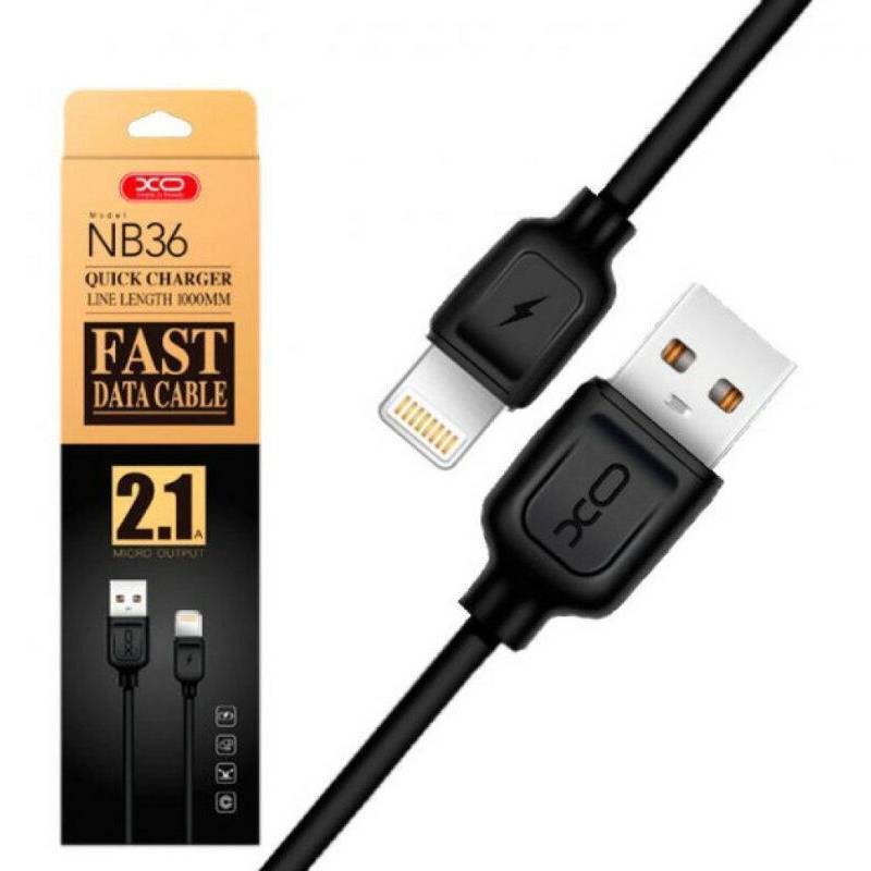 Кабель XO NB36 USB-Lightining 2.1A 1m Black (NB36-L-1-BK) Тип USB - Lightning