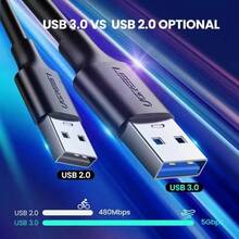 Кабель UGREEN US184 USB 3.0 to USB Type-C Male Cable Nickel Plating 3A 1.5m Black 20883 (90403219)