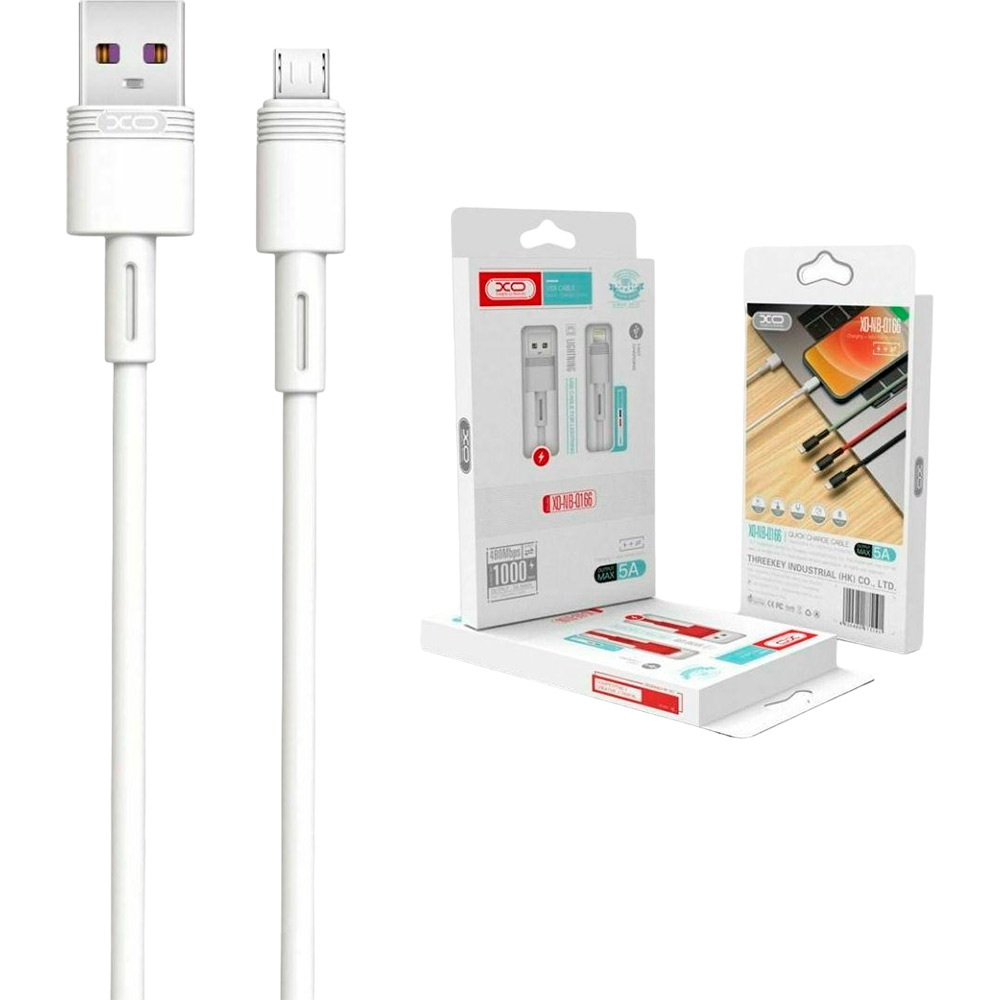 Кабель XO micro-USB - USB NBQ166 5A/1m White (NB166-M-1-WH) Тип USB - micro-USB