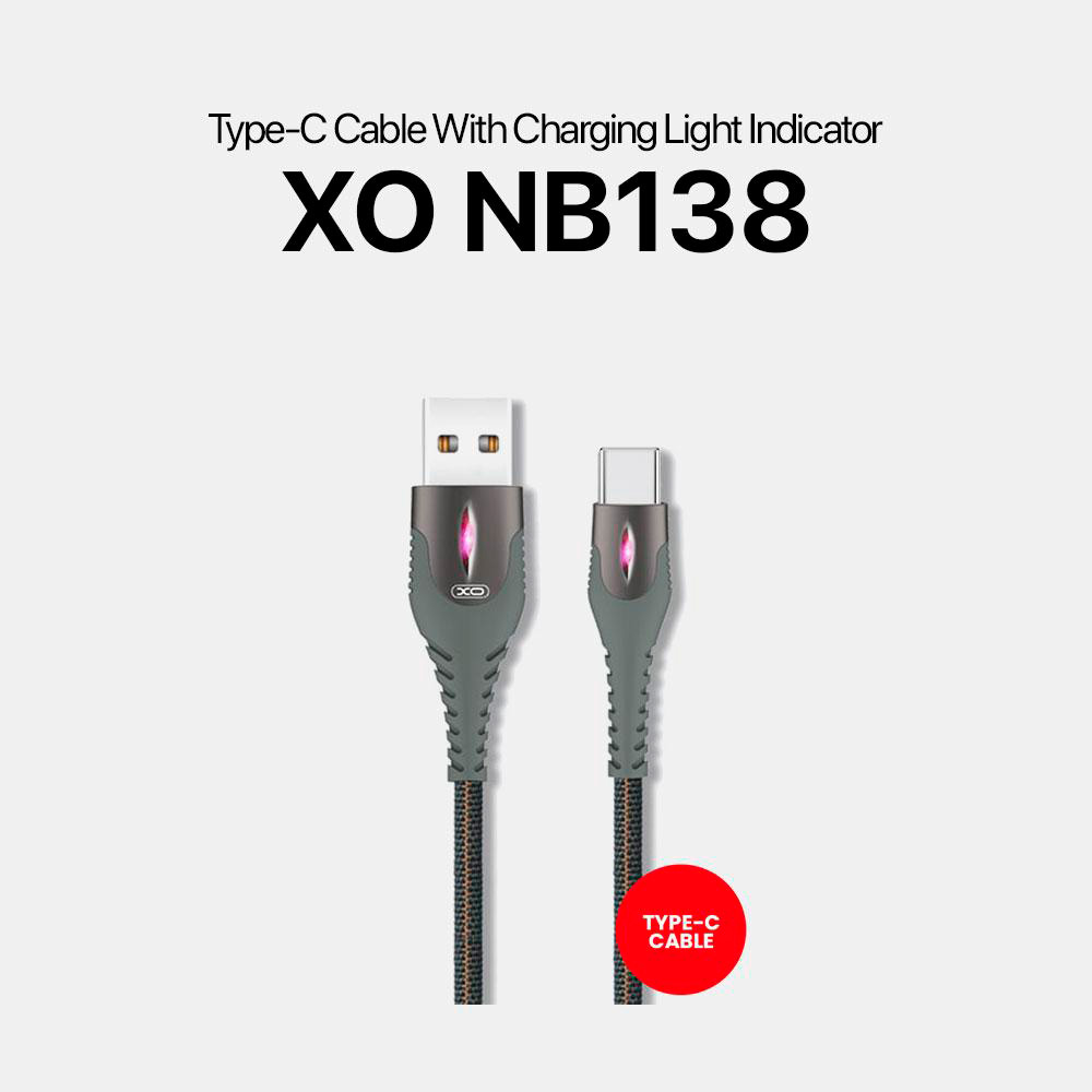 Кабель XO USB - USB Type-C NB138 Lamp Zinc Alloy 2A/1m Dark Green (NB138-TC-1-BK) Підсвітка False