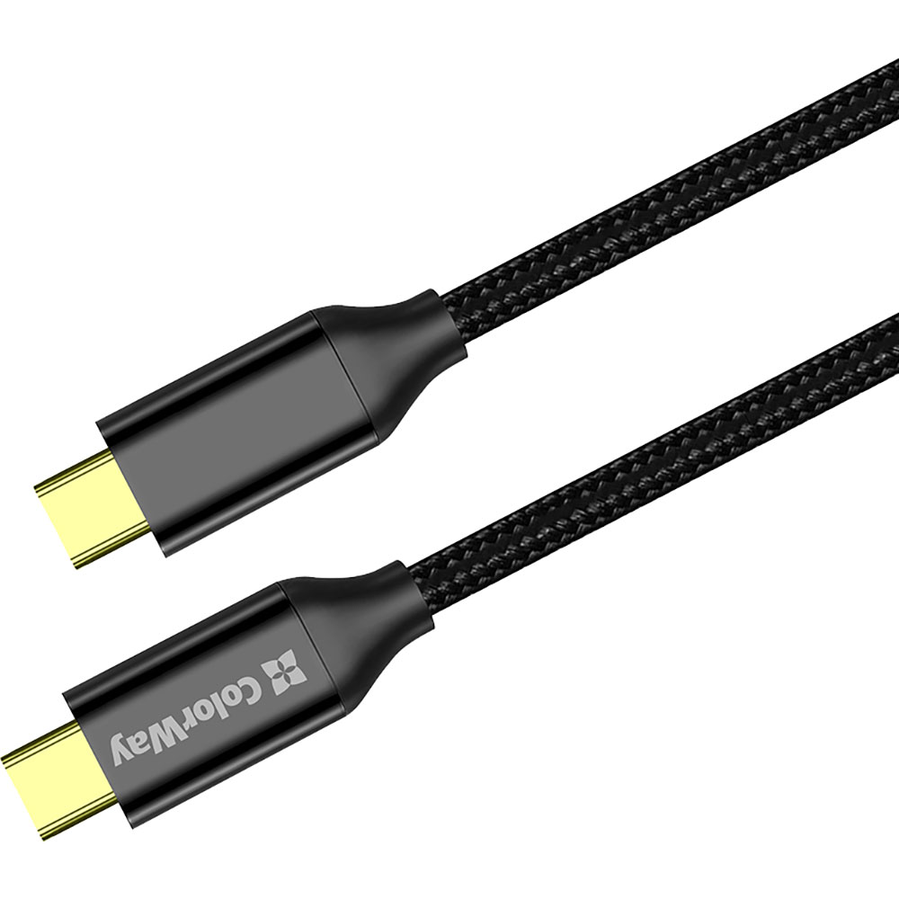 Кабель COLORWAY Type-C - Type-C USB3.2 Gen2 PD100W 5А 1м Black (CW-CBPDCC062-BK) Довжина 1